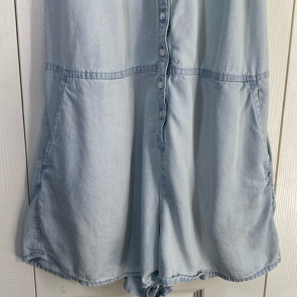 Obey Light Blue Denim Shorts Romper - Picture 4 of 6